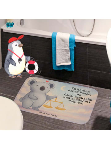 Mr. & Mrs. Panda Badematte Waage Astrologie Design mit Spruch in Weiß