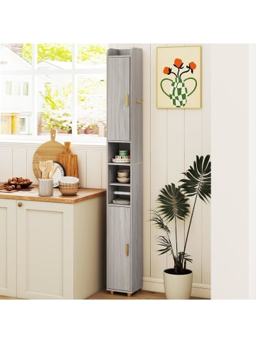 COSTWAY Badschrank schmal 20 x 20 x 180 cm in Grau