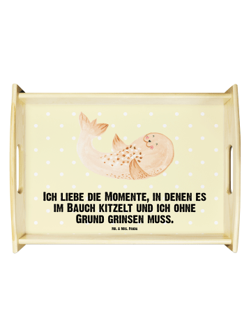 Mr. & Mrs. Panda Tablett Robbe Liegen mit Spruch in Gelb Pastell