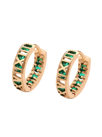 faina Women Huggie Earrings in Rose Gold Green