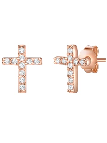 Glanzstücke München Ohrstecker Kreuz Sterling Silber Topas in roségold