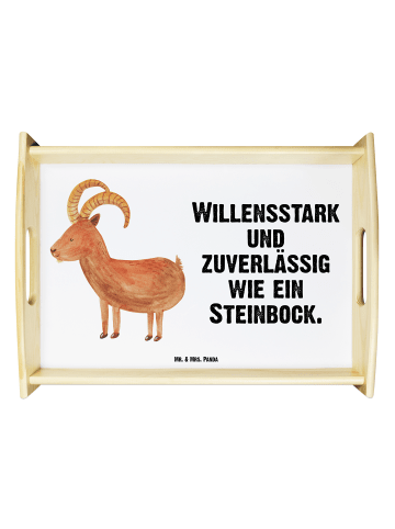 Mr. & Mrs. Panda Servier Tablett Sternzeichen Steinbock mit Spruch in Weiß