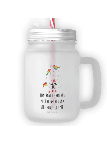 Mr. & Mrs. Panda Glas Einhorn Traurig mit Spruch in Transparent