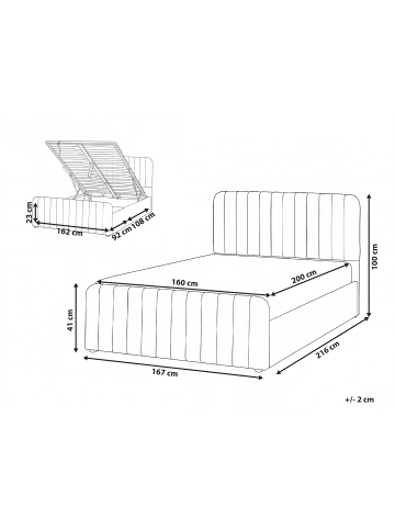 Beliani Doppelbett LUNAN in Beige/Schwarz - (W) 167 x (H) 100 x (L) 216 cm