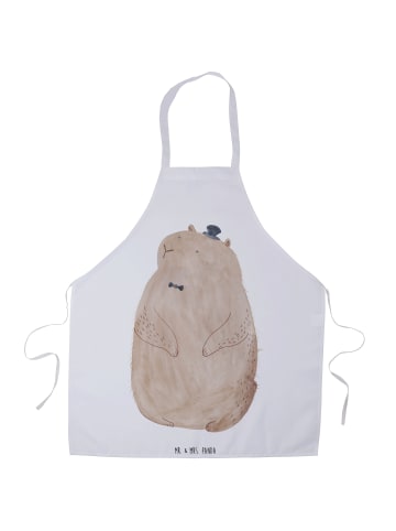 Mr. & Mrs. Panda Schürze Murmeltier ohne Spruch in Weiß