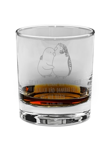 Mr. & Mrs. Panda Whiskey Glas Wellensittich Liebe mit Spruch in Transparent