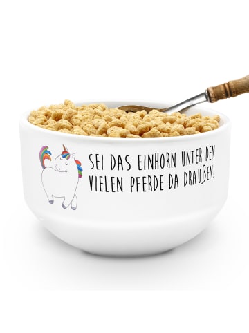 Mr. & Mrs. Panda Porzellan Müslischale Einhorn Stolzieren mit Sp... in Weiß