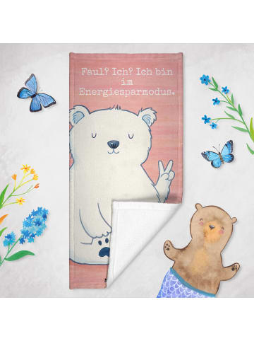 Mr. & Mrs. Panda Duschhandtuch Eisbär Faul Design mit Spruch in Weiß