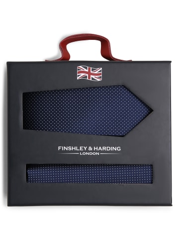 Finshley & Harding London Krawatte und Einstecktuch in marine - 0004