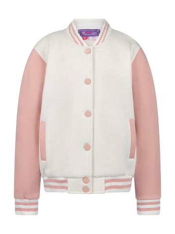 myMo KIDS Collegejacke Aus Sweat in Wollweiss Rosa