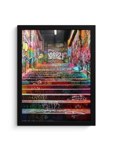 MuchoWow Poster mit Leiste Bunte Treppe  (BxH)