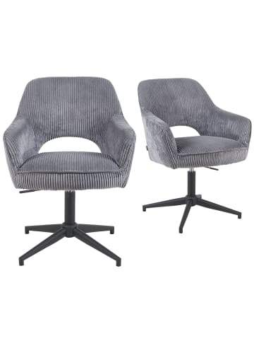 DUBI Möbel 2er-Set: Bürostuhl Mika-Bryn in Grau - (B)60 x (H)84 x  (T)65 cm