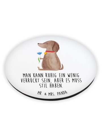 Mr. & Mrs. Panda Kühlschrankmagnet Hund Blume mit Spruch in Weiß