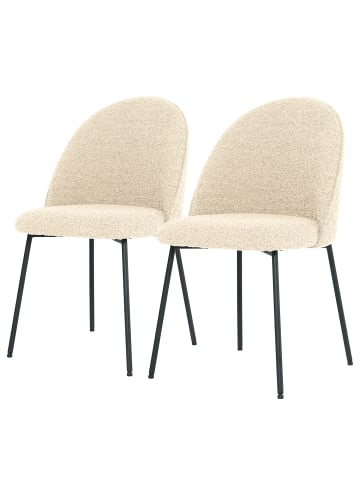 home24 Polsterstuhl LIMAYA 2er-Set in Creme