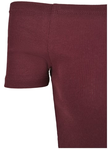Urban Classics Urban Classics Damen Ladies Off Shoulder Rib Tee in redwine