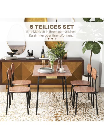 HOMCOM Essgruppe-110L x 70B x 75H cm-Teak