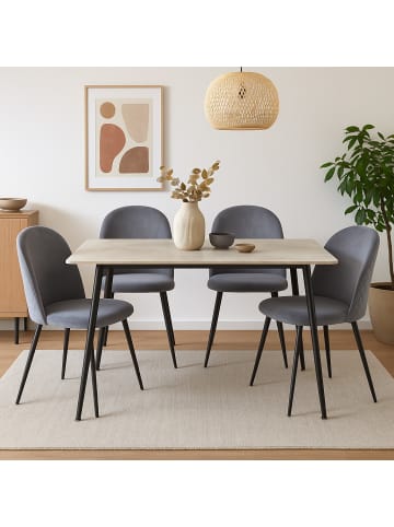 möbel-direkt 5tlg. Tischgruppe 1Esstisch, 4Polsterstühle in grau