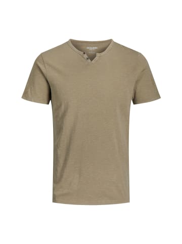 Jack and Jones 1er Pack JJESPLIT Neck Tee SS in Beige
