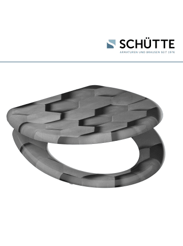 Franz Joseph Schütte Duroplast WC-Sitz GREY HEXAGONS, mit Absenkautomatik und Schnellverschluss
