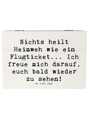 Mr. & Mrs. Panda Holzkiste Spruch Heimweh Ticket mit Spruch in Weiß