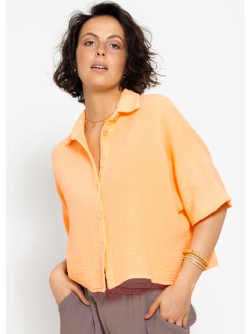 SASSYCLASSY Kurzarm Musselin Bluse in orange