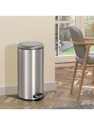 HOMCOM Treteimer in Silber 29,2L x 29,2B x 62,9H cm