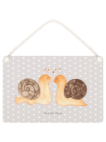 Mr. & Mrs. Panda Schild Schnecken Liebe ohne Spruch in Grau Pastell
