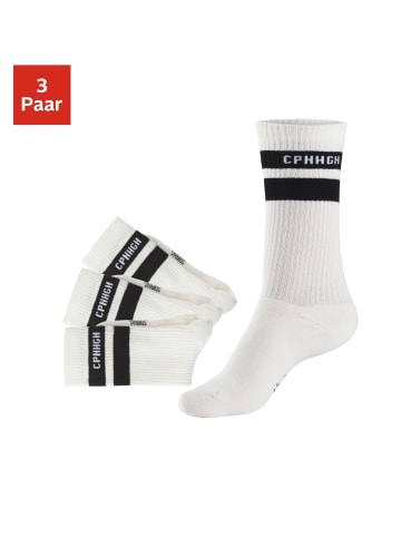 Copenhagen Studios Tennissocken in 3x weiß mit schwarzen Streifen