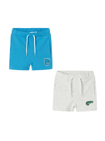 name it Shorts 2er-Set Relaxed Fit Baumwolle Hose in Grau-Blau