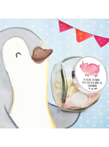 Mr. & Mrs. Panda Süßigkeiten Glas Einhorn Schwein mit Spruch in Weiß