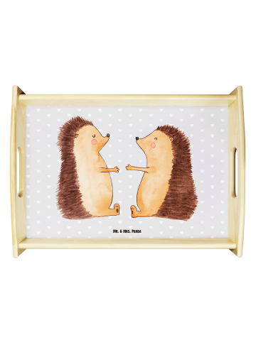 Mr. & Mrs. Panda Tablett Igel Liebe ohne Spruch in Grau Pastell
