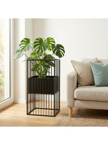 relaxdays Blumenständer "B" in Schwarz - (B)30.5 x (H)61 x (T)30.5 cm
