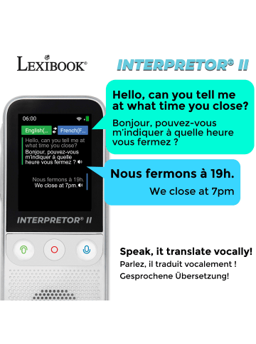 Lexibook Interpretor® 2 – KI-Sprachübersetzer 137 Sprachen mit Kamera
