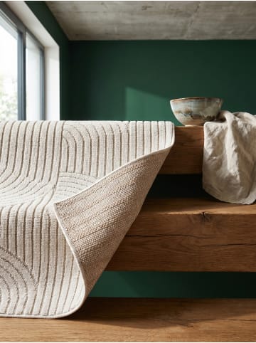 KADIMA DESIGN Flachgewebe-Teppich Hoch-Tief Bögen 3D Relief Pflegeleicht in Creme