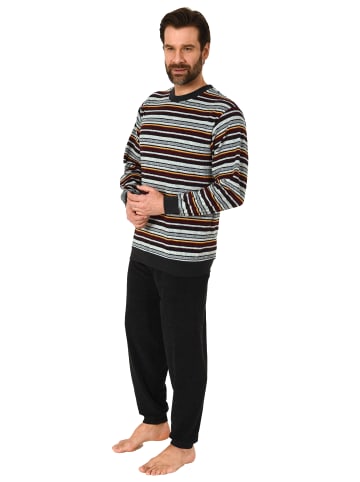 NORMANN Frottee Pyjama Schlafanzug Bündchen und Rundhals - 68271 in gelb
