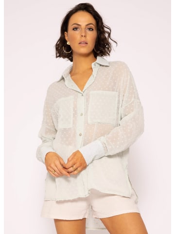 SASSYCLASSY Oversize Plumetis Hemd-Bluse in Hellgrün