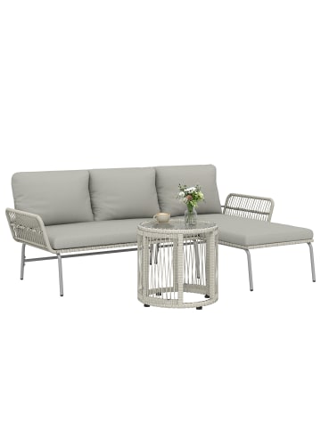 Outsunny Rattan Gartenmöbel Set,122L x 79B x 75H cm,Hellgrau