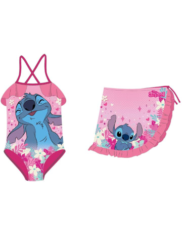 Lilo & Stitch Lilo & Stitch Kinder Badeanzug mit Sarong Badebekleidung 3/4 Jahre in Rosa