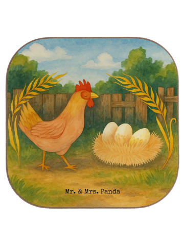Mr. & Mrs. Panda Glasuntersetzer Huhn Stolz Design ohne Spruch in Weiß