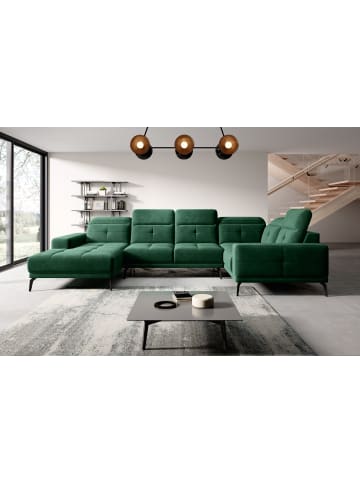 MF Design Nevido Recamiere Rechts in Flaschengrün -  (L) 201 x (B) 350 x (H) 77 cm