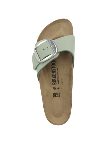 Birkenstock Pantolette Madrid Big Buckle Nubukleder schmal in hellgrau