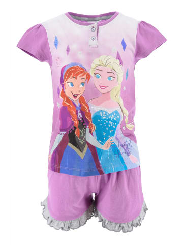 Disney Frozen 2tlg. Outfit: Schlafanzug Elsa kurzarm Shirt und Shorts in Lila