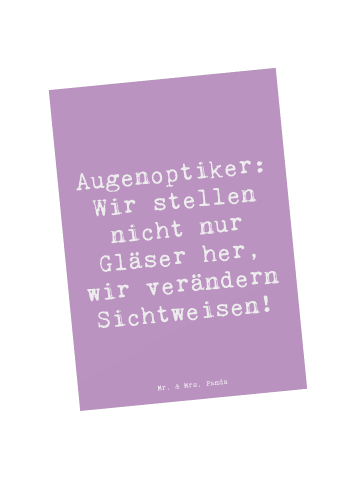 Mr. & Mrs. Panda Postkarte Spruch Augenoptiker Sichtweise mit Sp... in Lavendeltraum