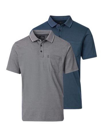 Casa moda Poloshirt Basic in Dunkelblau / grau