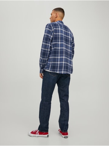 Jack & Jones Kariertes Flanell Hemd Freizeit Shirt JJECLASSIC in Blau-Weiß