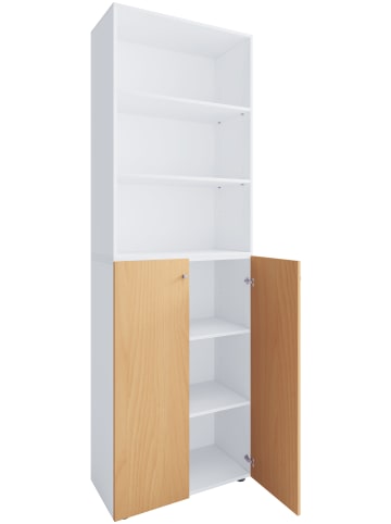 VCM XL Holz Großer Schuhschrank Schuhkommode Lona 6 in Weiß / Buche