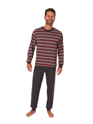 NORMANN langarm Schlafanzug Bündchen Pyjama Streifen - 88066 in rot