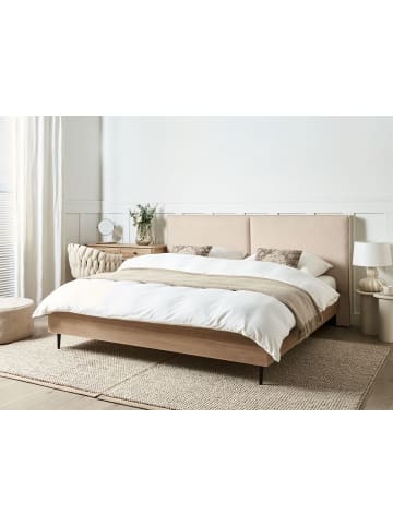 Beliani Doppelbett IZERNORE in Beige/Schwarz/Braun - (W) 207 x (H) 112 x (L) 215 cm