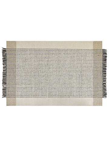 Beliani Geflochtener Teppich DIVARLI in Beige/Schwarz - (W) 140 x (H) 1.5 x (L) 200 cm