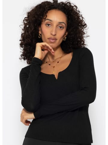 SASSYCLASSY Geripptes Langarmshirt in schwarz